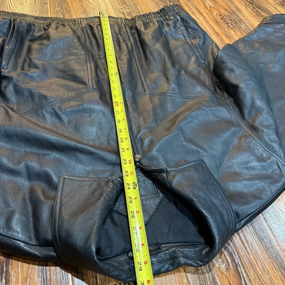 Roundtree &‎ York Mens Black Leather Bomber Jacket XL Full Zip Collared Biker